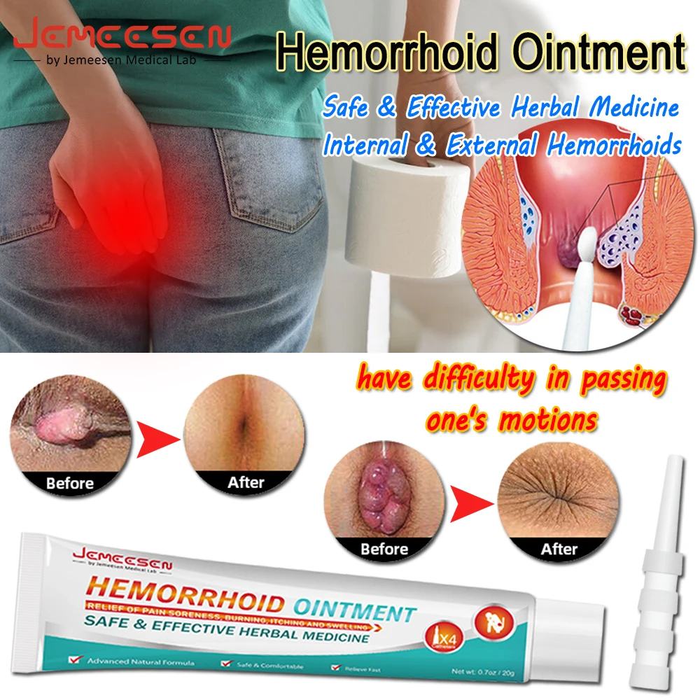 

Jemeesen Hemorrhoid Ointment Relief Pain Soreness,Burning,Itching Swelling Plaster Treat Internal External Hemorrhoids Cream