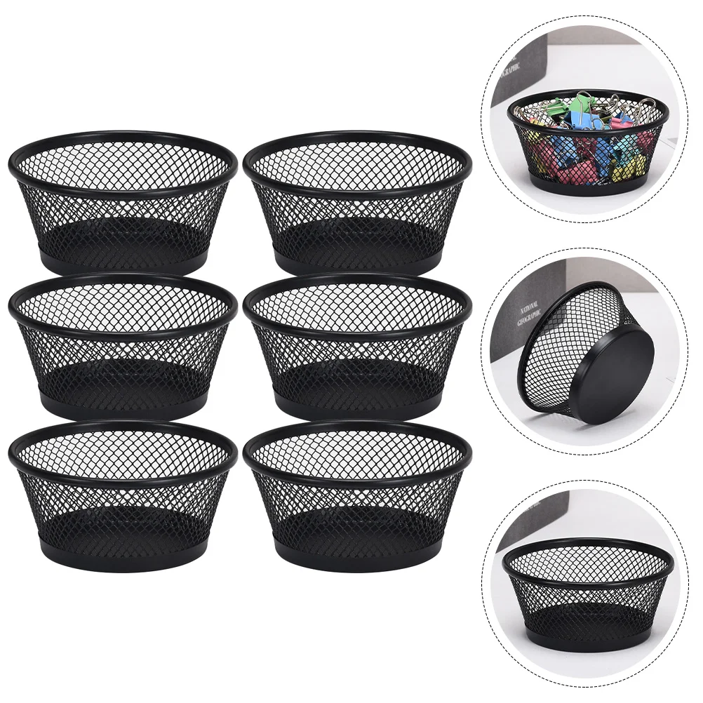 

6 Pcs Desktop Clip Storage Basket Paperclip Holder Stackable Office Supplies Dispenser Black Holders for