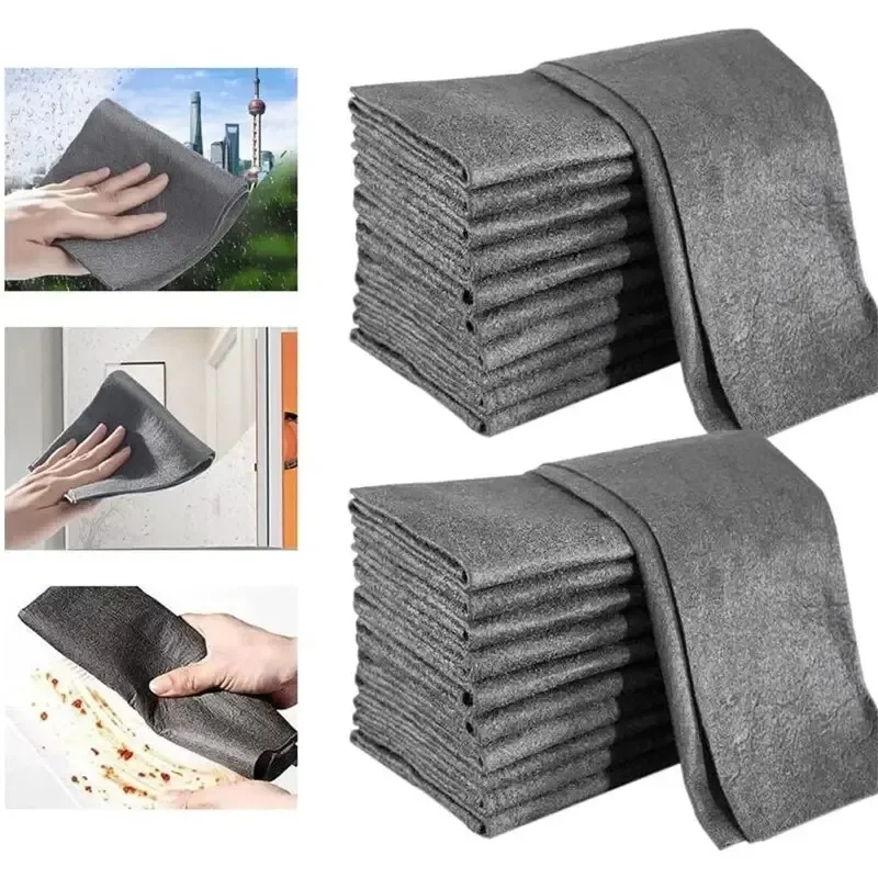 

10pcs/set Thickened Cleaning Cloth No Trace No Watermark Reusable Microfiber Rag Quickly Clean Towels Scouring Pad