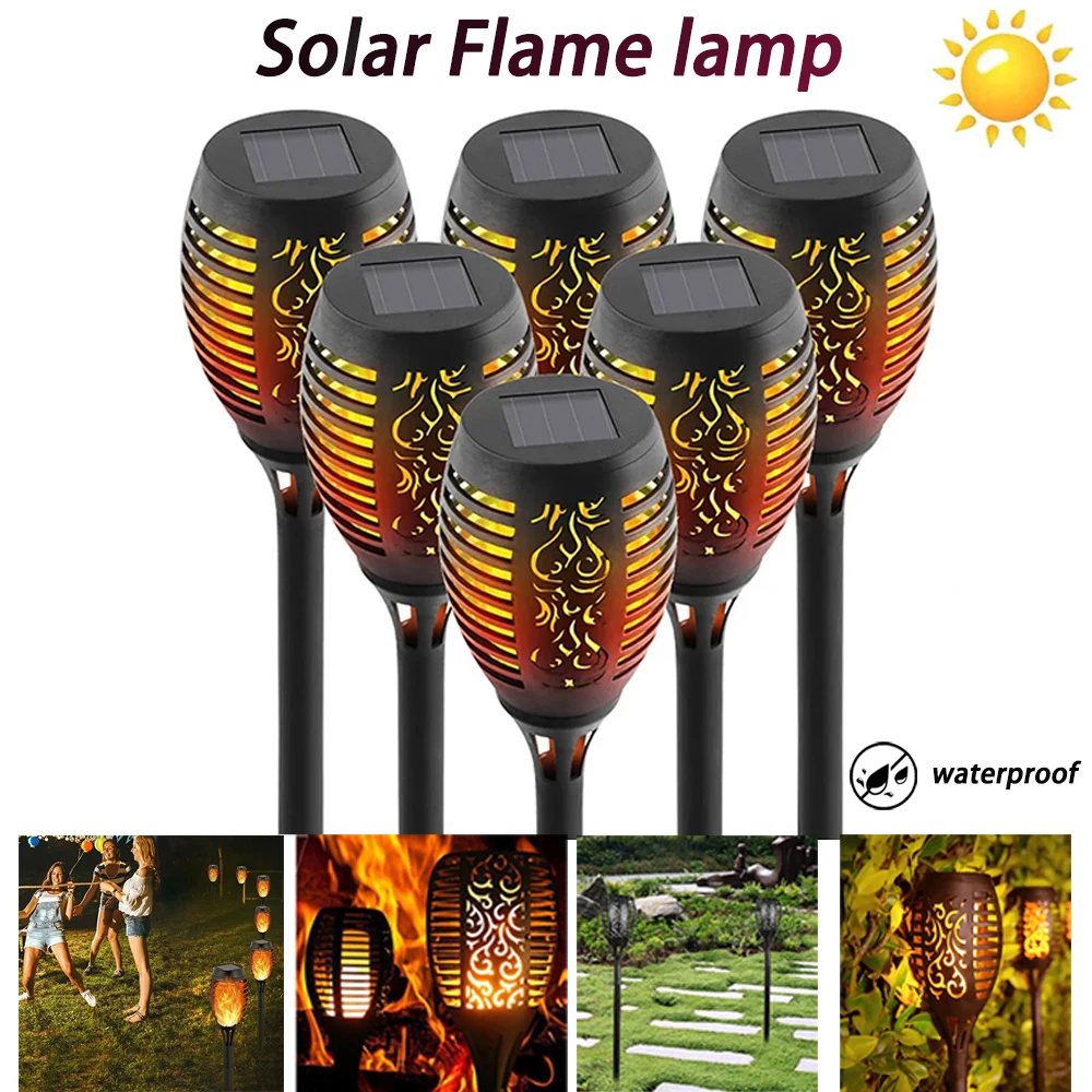 

1/4/6PCS Solar Flame Lights Outdoor Waterproof Flame Flicker Lamp LED Garden Decorative Lighting Flashlights Inductive Lawn Lamp