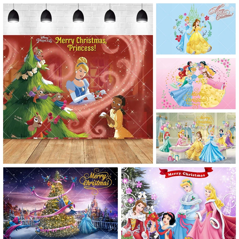 Disney Princess Christmas Girl Baby Kids Gifts Birthday Party Banner Backdrop Custom Kid Room Photo Poster Decor Wall Background