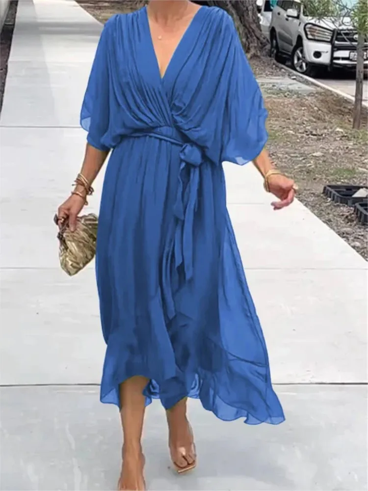 strapless open back dress CurveWow Plisse Batwing Wrap Midi Dress Pine Green – Curvewow main image 1