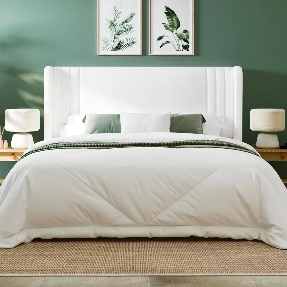 Velvet Queen Size Platform Bed Frame with Vertical Tufted Wingback Headboard, Easy Assembly, Underbed Storage, No Box Spring Nee