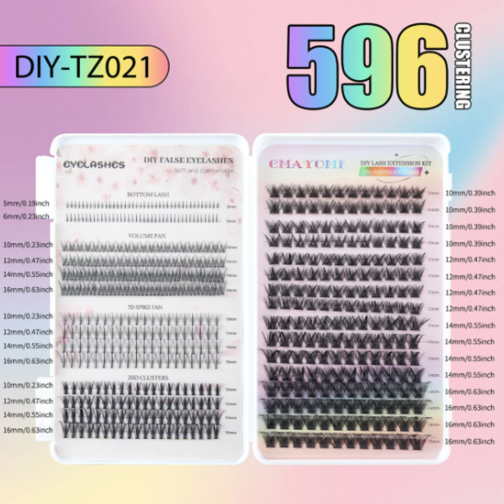 596 Stuks Curling Valse Wimpers 5-16Mm Individuele Wimpers Cluster D Curl Mix Lash Cosplay Wimper Cluster Extensions