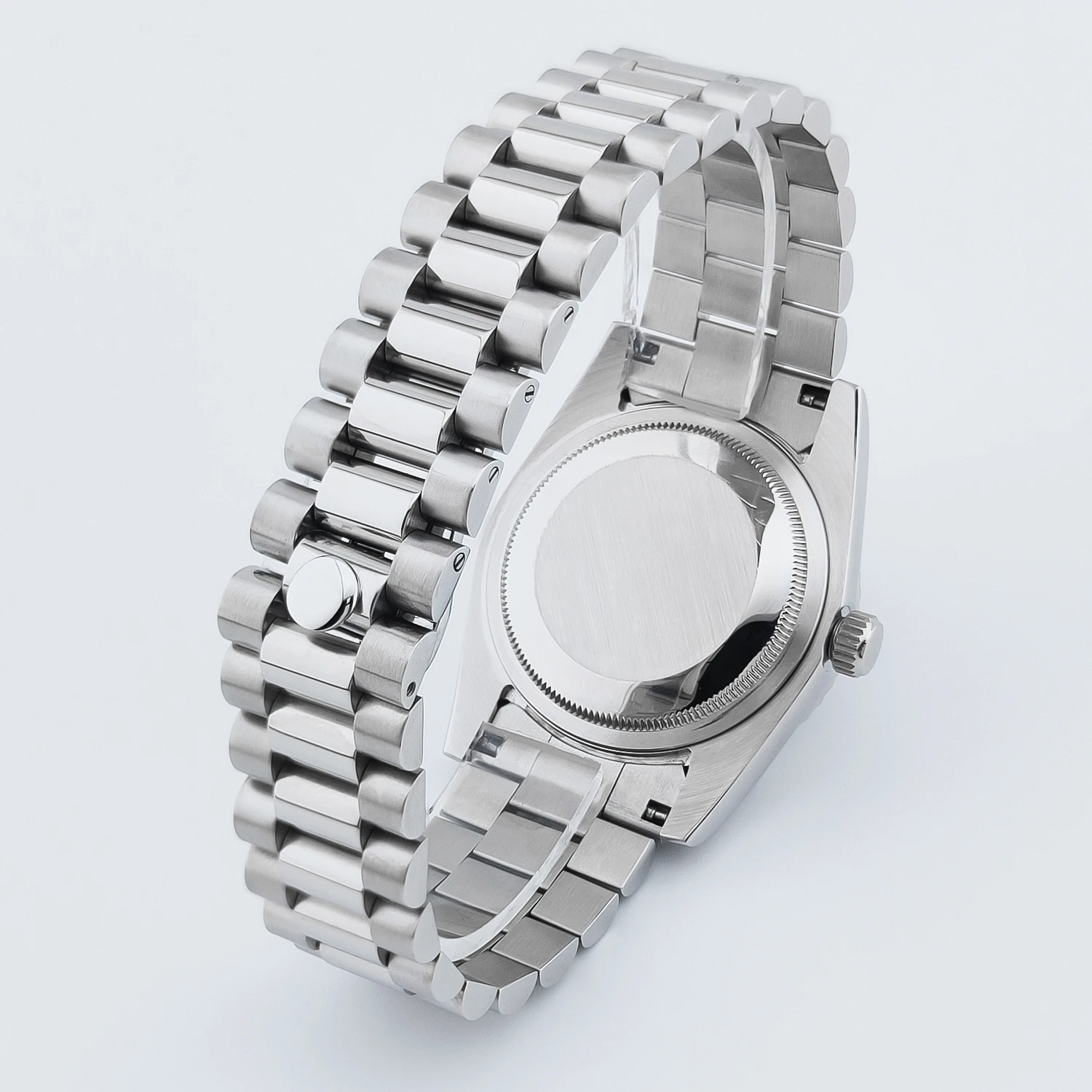 CORGEUT NH36 Automatic Mechanical Men's Watch Day Date Display,President Chain Strap Steel Case Waterproof Luminous Wristwatch