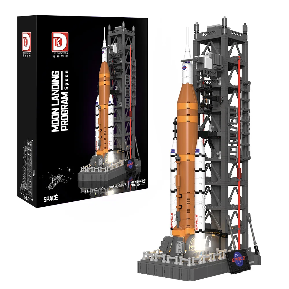 

908PCS Creative Expert Moon Landing Program Space Rocket X Buildings Blocks Sets STEM Education Aerospace Model Bricks Kids Gift