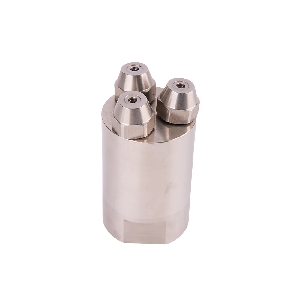 Double fluid air atomizing nozzle nozzle stainless steel three-head oil nozzle head with base gas-liquid