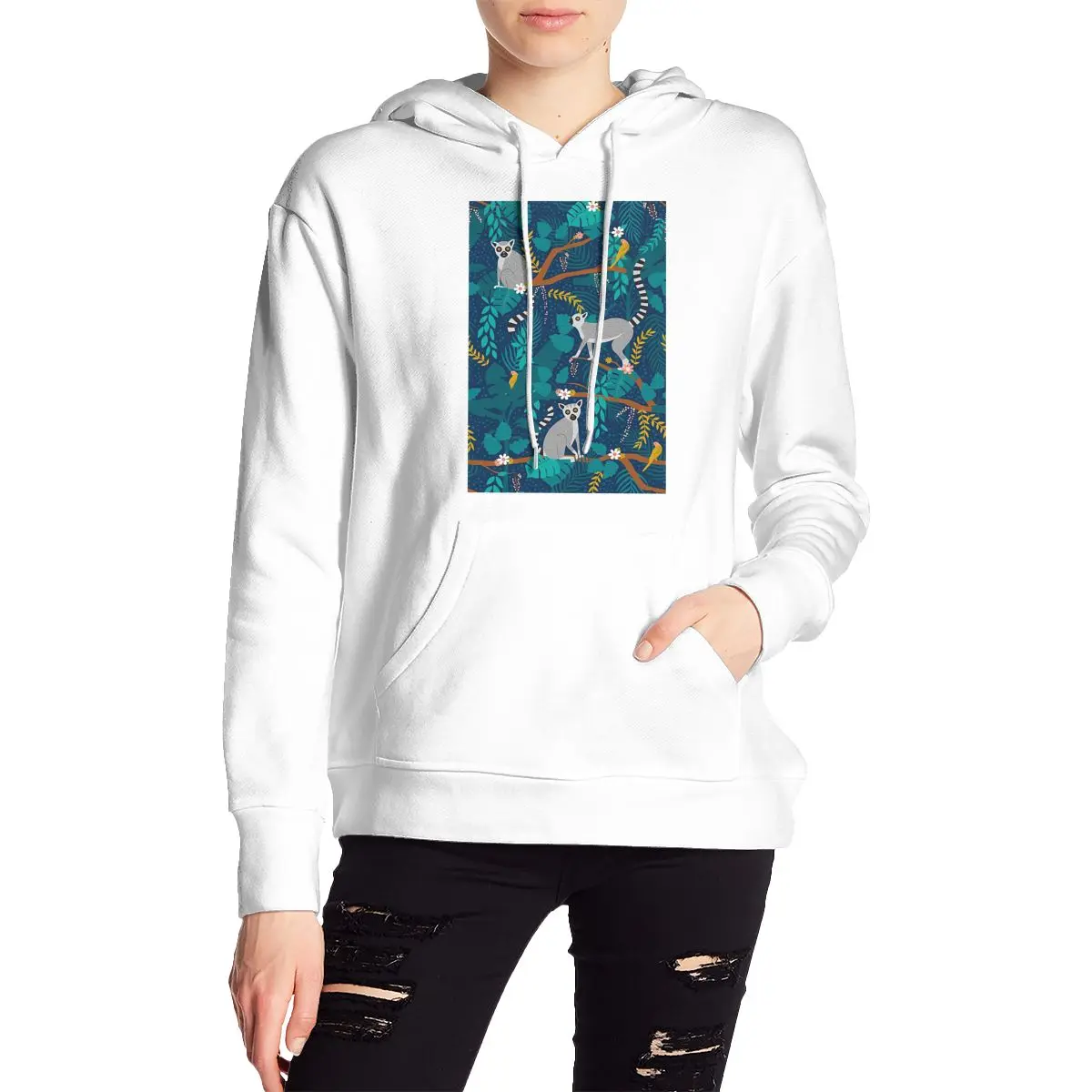 

Lemurs In A Blue Jungle Толстовки Пуловер в стиле хип-хоп Осень-зима Мужская женская толстовка для пар Топы с длинными рукавами