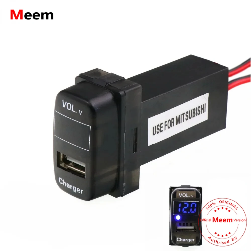 5V 2.1A USB Interface Socket Car Charger and Voltage Meter Battery Monitor Use for Mitsubishi,ASX,Lancer,Outlander,Pajero