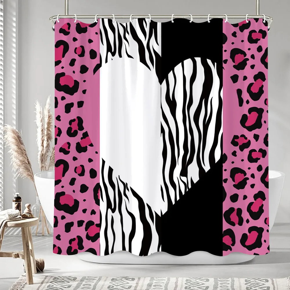 Personalised Striped Geometric Shower Curtain Girl Leopard Art Creative Polyester Fabric Bath Curtains Bathroom Decor With Hoo