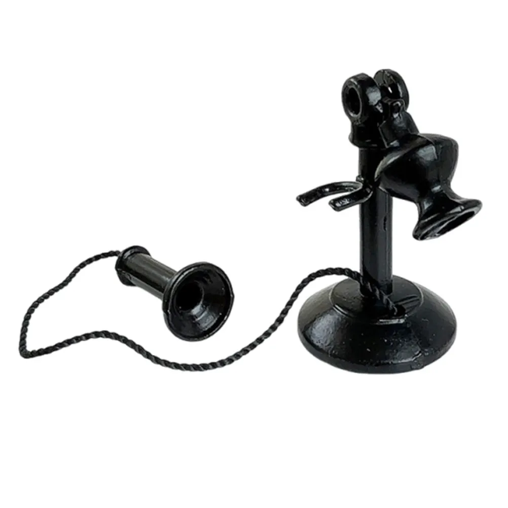 

Ретро-телефон из железа, винтажный стационарный телефон, миниатюрный декор для кукольного домика, гостиной, спальни, кабинета, эстетичный винтажный декор