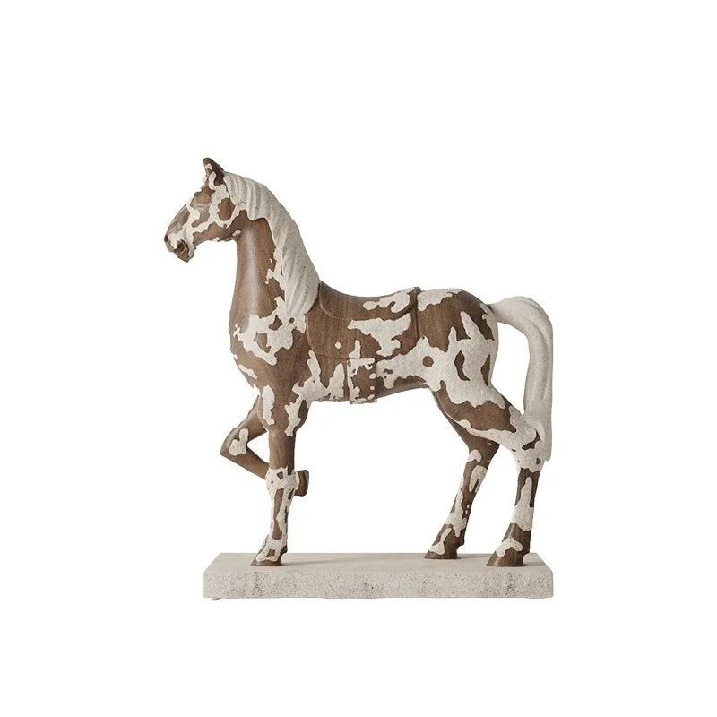 wabi-sabi wind old mottled horse art ornament, bed and breakfast living room entrance study model room high-end niche soft