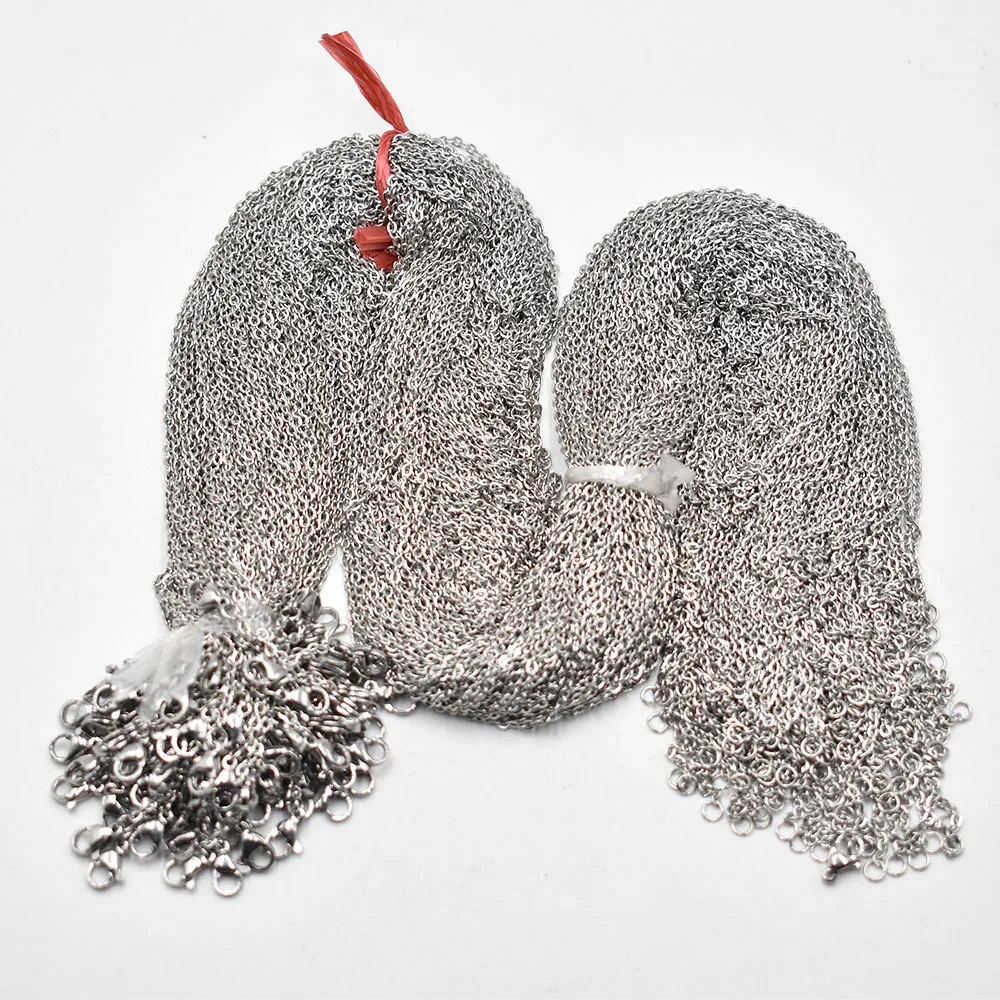 Wholesale 1.5mm 2mm 45+5cm 60+5cm stainless steel Necklace Rope Chain Lobster Clasp DIY Jewelry Accessories 100pcs/lot free image 3