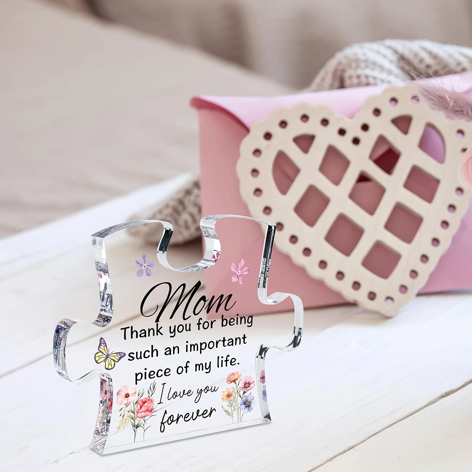 1pc,Gifts for Mom Puzzle Acrylic Plaque Ornaments Mom Gifts from Daughter Son Kids Mother Presents Christmas Birthday Gifts for