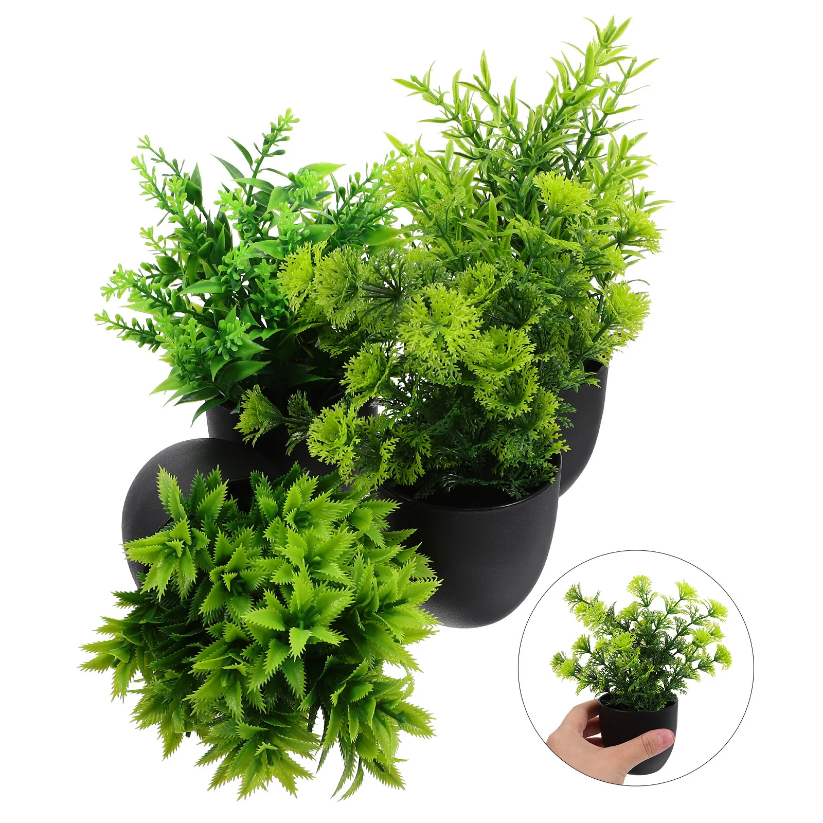 

4pcs Realistic Artificial Potted Plants Simulation Greenery Bonsai Decor For Home Garden Hotel Restaurant Faux Plant Ornament