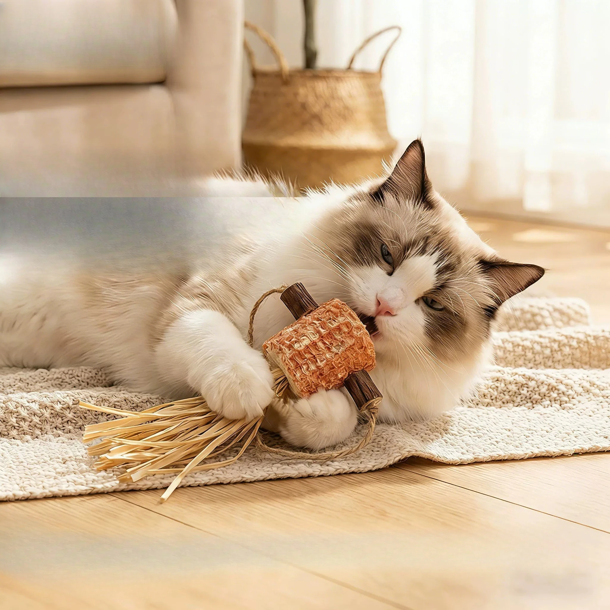 

Cat Toys Wood Polygonum Teeth Grinding Stick Corn Flesh Natural Pet Toys Self-Hi Boredom Relief Artifact Resistant Bite