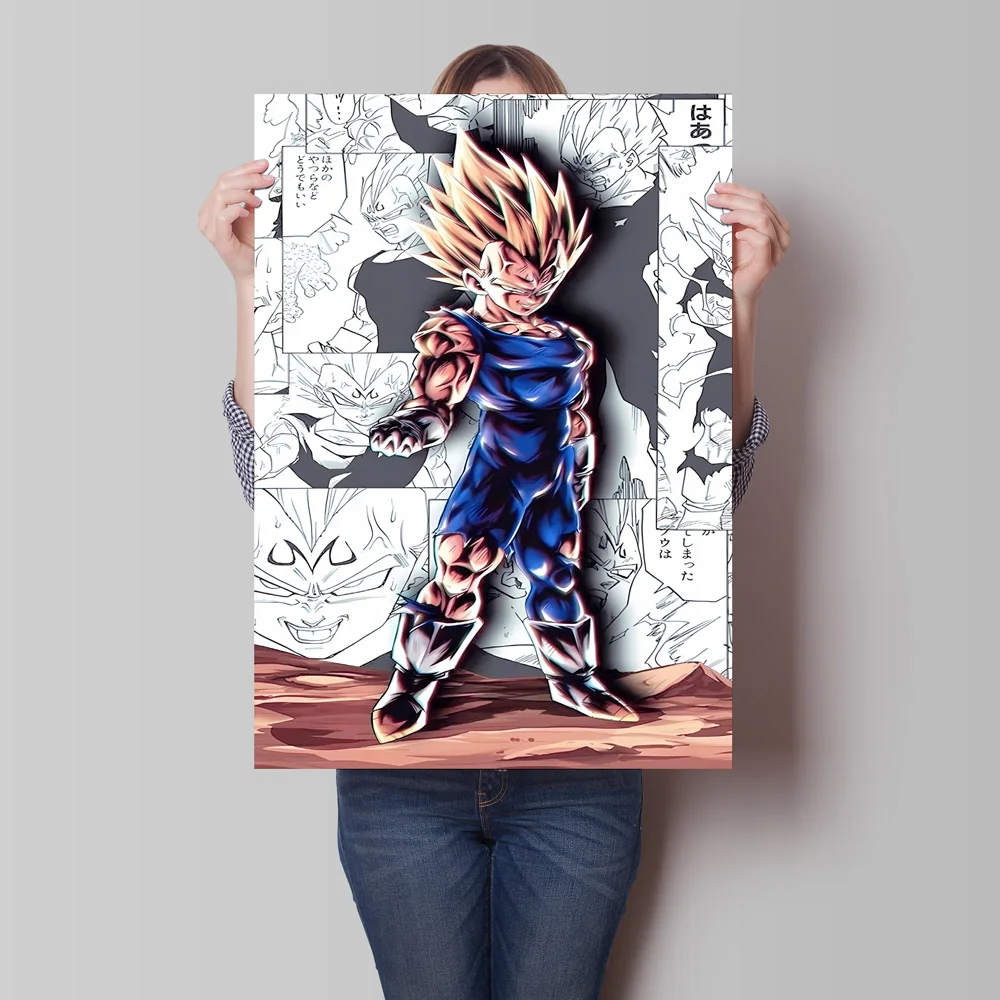 حار أنيمي المشارك لعبة دراغون بول غوكو فيغيتا قماش اللوحة الكرتون صورة أصدقاء الهدايا غرفة المعيشة المنزلي ديكور كلاسيكي #2