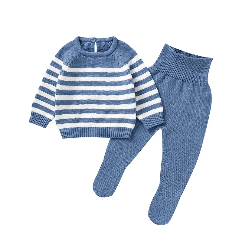 

0-9M Newborn Unisex Baby 2pcs Set Autumn Winter Casual Knit Full Sleeve Sweater + Pants