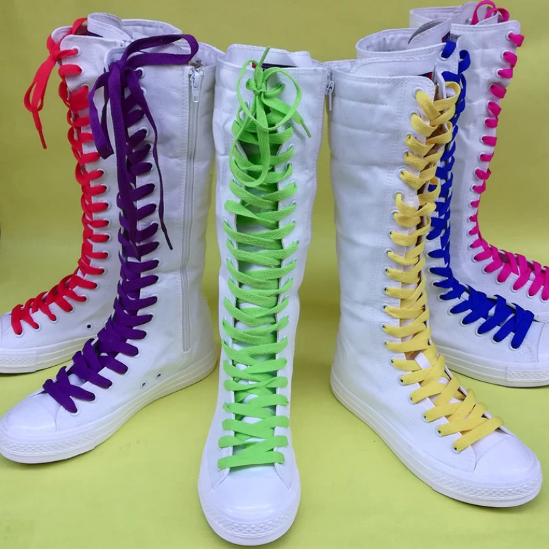 Damskie buty na wiosnę i jesień 2026, płócienne, codzienne, wysokie, sznurowane, z zamkiem błyskawicznym, wygodne, płaskie botki, sneakersy.