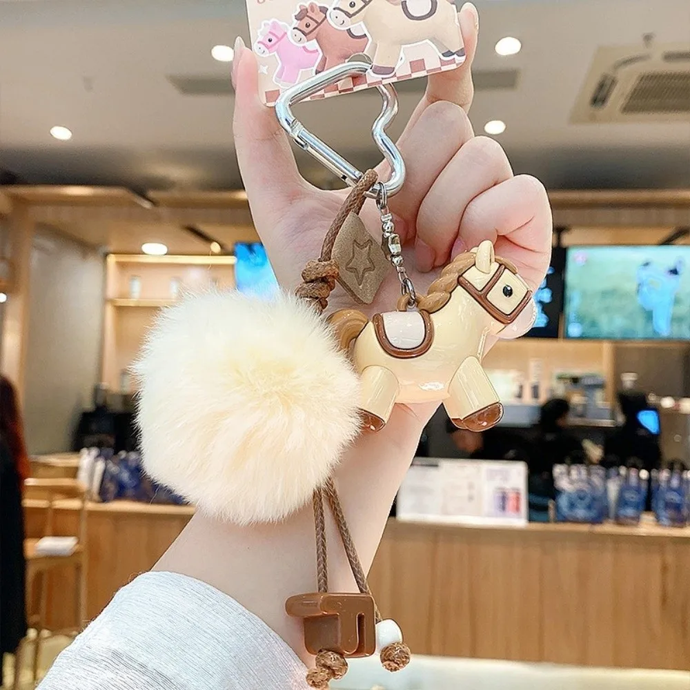 Creative with Ball Pony Keychain Chinese Style Lightweight Horse Keychain Blessing Zodiac Mascot New Year Keyring Gifts