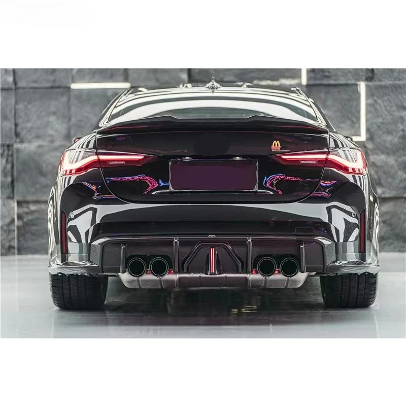 

For BMW G80 M3 G82 M4 Dry Carbon Fiber Rear Bumper Diffuser Spoiler Angle with LED Brake Lights Car Body Kit