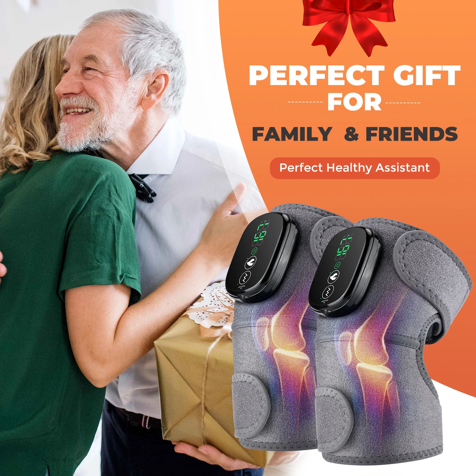 3 Levels Heating and Vibration Massager for Shoulder Elbow, Touch Screen Leg Knee Joint Fatigue Relief Heating Pad Warm Gift