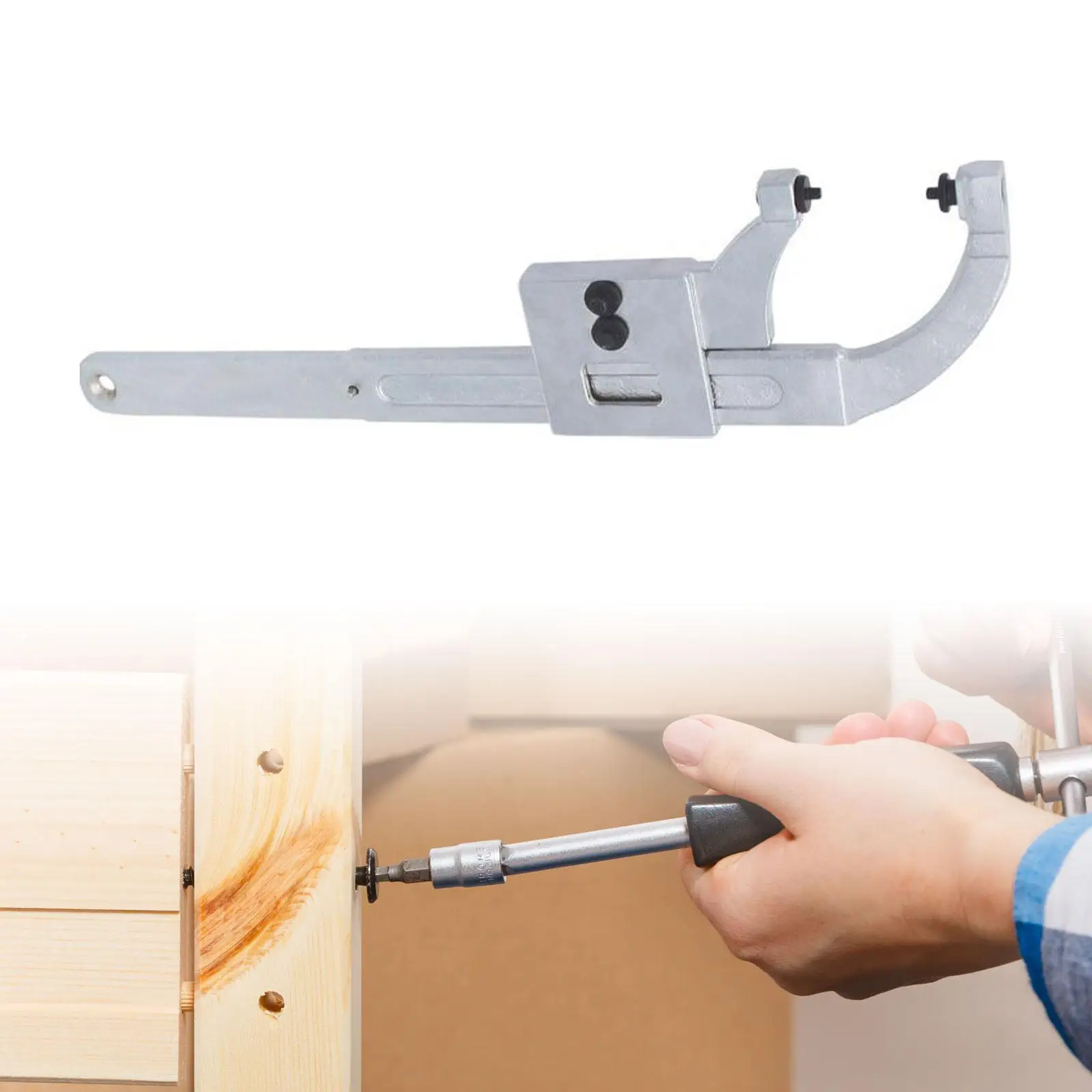 Adjustable Hook Wrench Wide Jaw Anti Slip Comfortable Handle Spanner Nut Remover for Home Garage Plumbing Repair