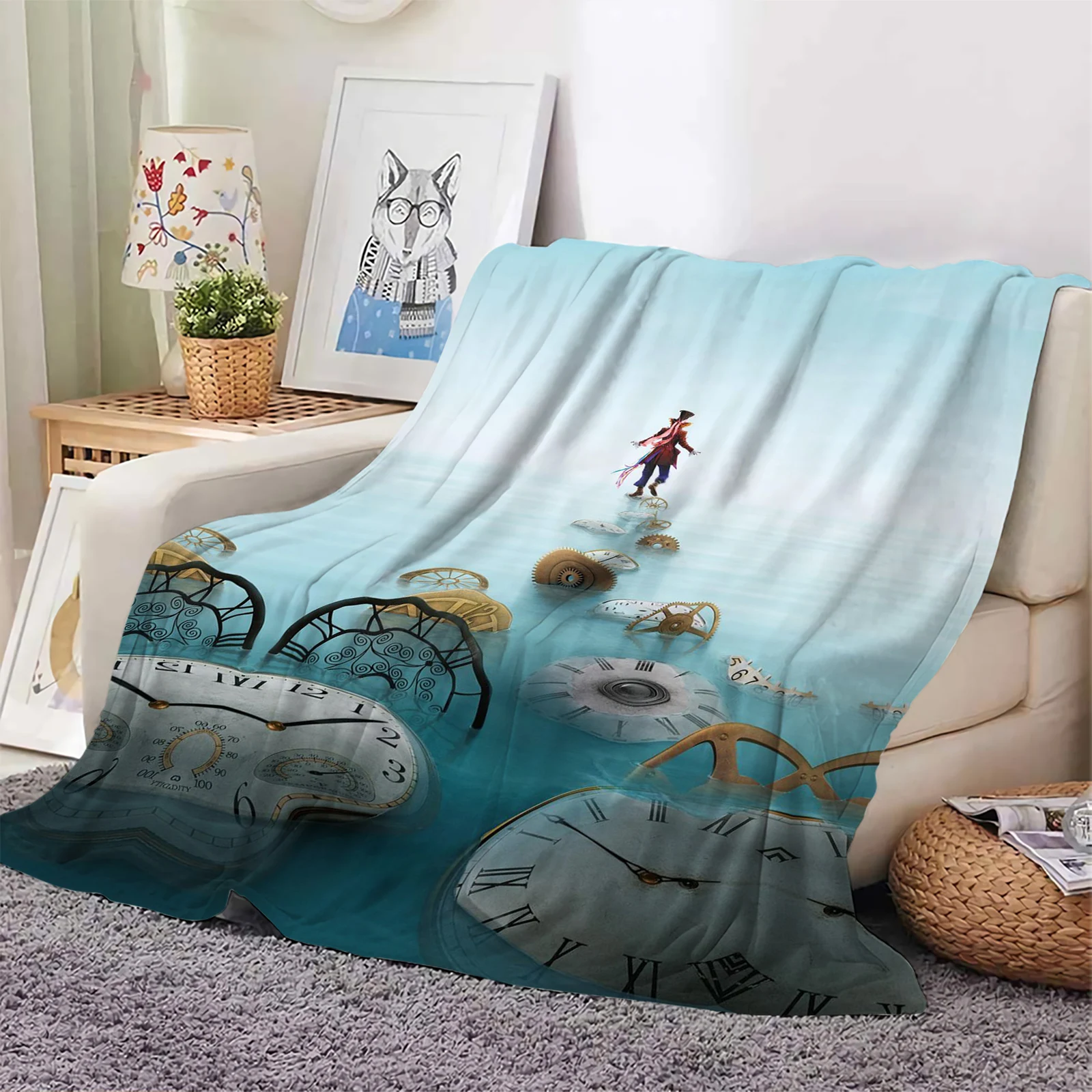 Time Sea Flannel Blankets Clocks of Various Shapes 3D Printed Throw Blanket Office Nap Travel Portable Thin Quilts Dropshipping