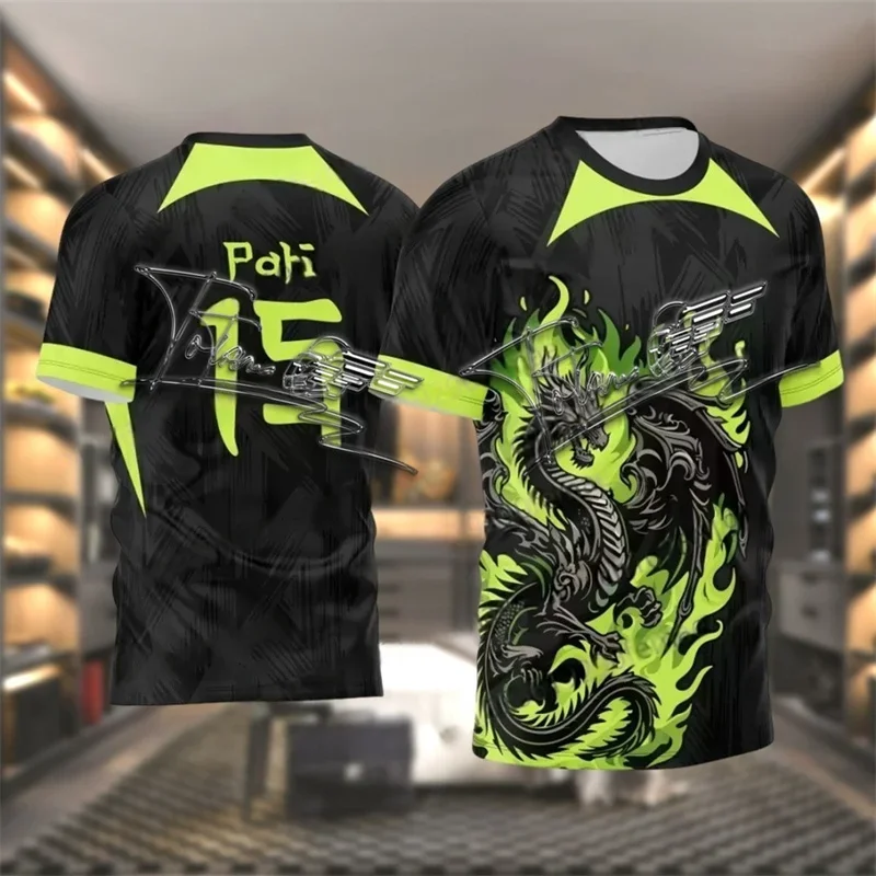 Summer Fashion Hot Selling Dragon Pattern 3D Printed Men's Football Shirt T-shirt, Daily Sports Breathable Sweat Wicking Jersey