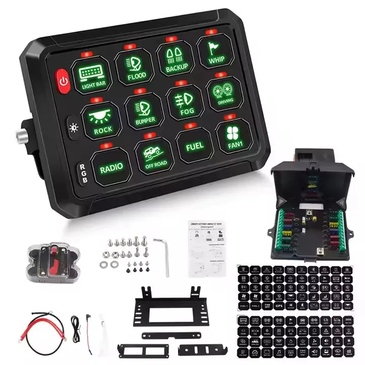 Hotsale 12V RGB 12Gang Wireless Switch Panel 4X4 LED Lights Universal Switch Panel for Excavator Offroad Cars Boats