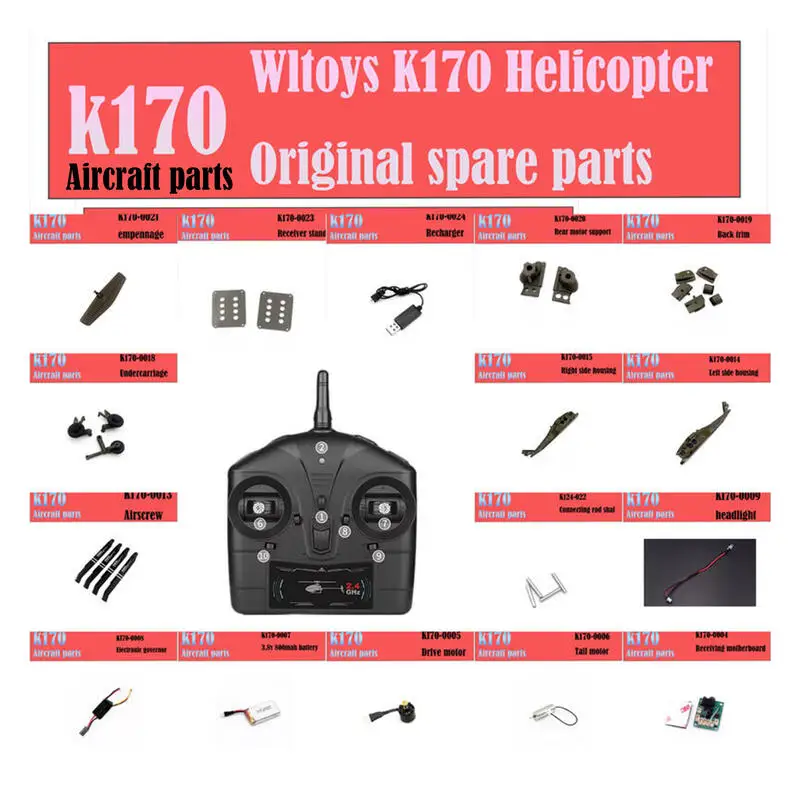 

Product Selection From Wltoys XK K170 RC Helicopter Spare Parts Blade Gear Tail Motor Rotor Head Servo ESC Receiver Battery