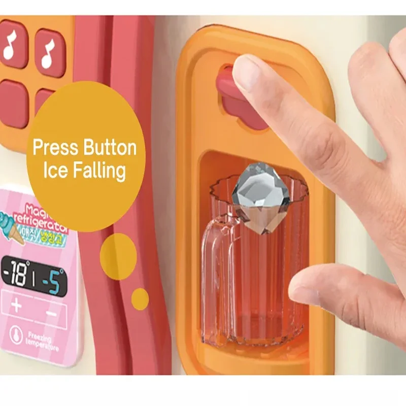 Mini réfrigérateur à Double porte, Simulation de meubles de cuisine, jeu de Simulation, jouet éducatif, pulvérisation légère, musique, cadeau pour enfants