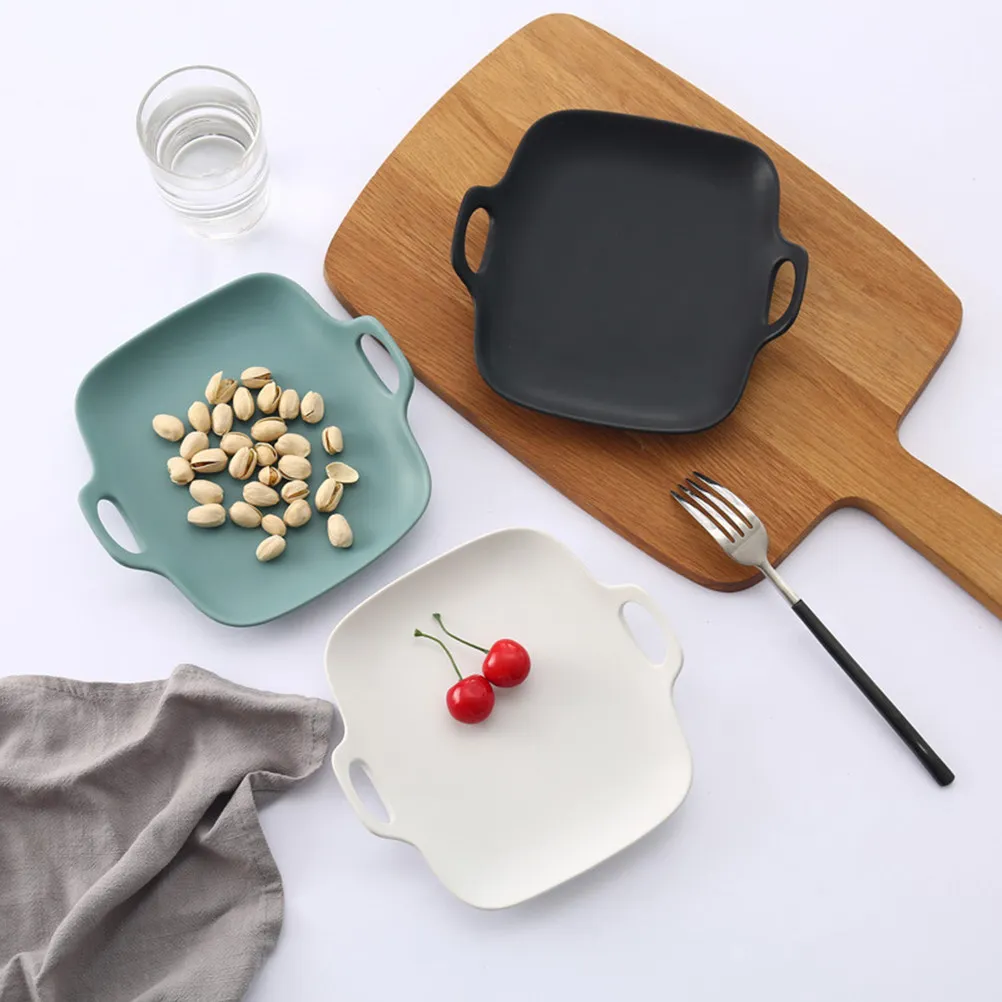 8 Inches Matte Glaze Ceramic Plate Smooth Edge Heavy Metal Free High Temperature Resistant Dish Fruit Steak Breakfast Serving
