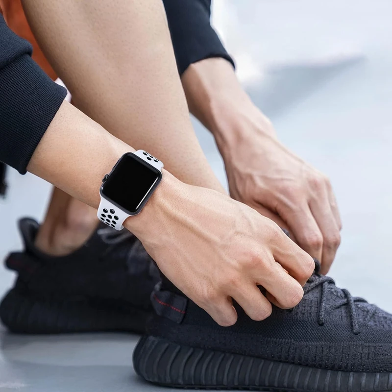 Original Sport Strap for Apple Watch Band 46mm 49mm 45mm 44mm 38 42mm Colored Particles Rubber Band IWatch Ultra 10 9 8 7 6 5 SE