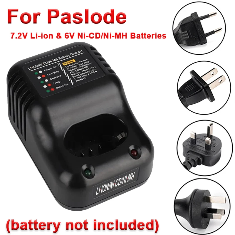 

Dual Chemistry Battery Charger for Paslode 7.2V Li-ion & 6V Ni-CD/Ni-MH Batteries,Compatible with 404400 900420 902667 & More