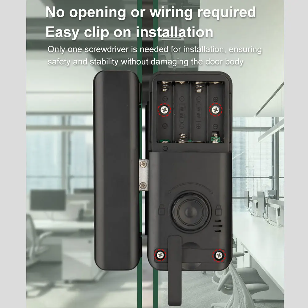 Support Tuya App Mart Door Lock for Glass Door with Fingerprint Password IC Card App Remote KeyUnlock OfficeKeylessEntry Gateway