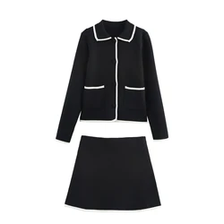 Women's Two Pieces Set Long Sleeve Knit Cardigan Skirt Set Knitwears Female Clothing Elegant Women's Sets 4192031