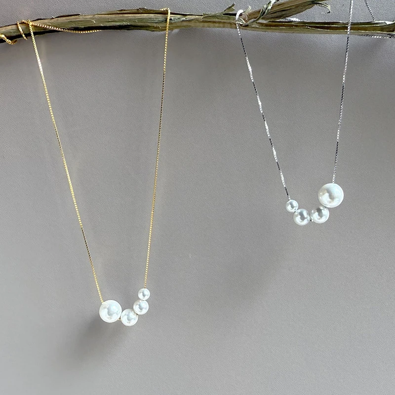 

Natural Australian mother-of- smiley pearl , French necklace, light luxury niche style, sweater chain, 925 silver,