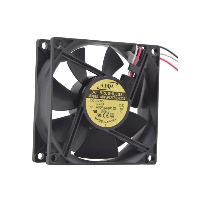 1PC PER ADDA AD08012XB257304 DC 12V 0.45A 80x80x25mm 3PIN Ventola di raffreddamento