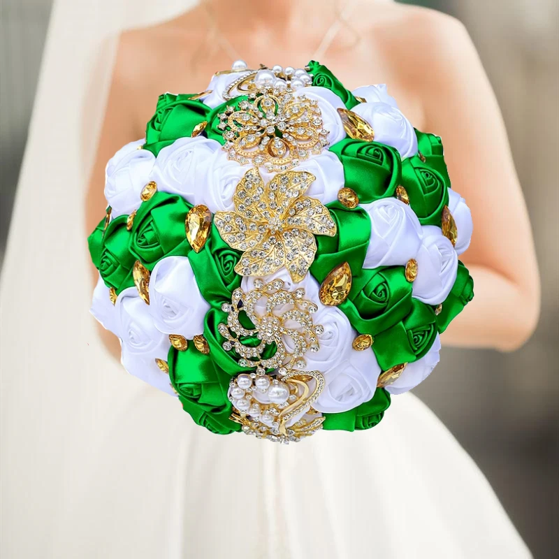 

Green and White Bride and Bridesmaid Bridal wedding Bouquet