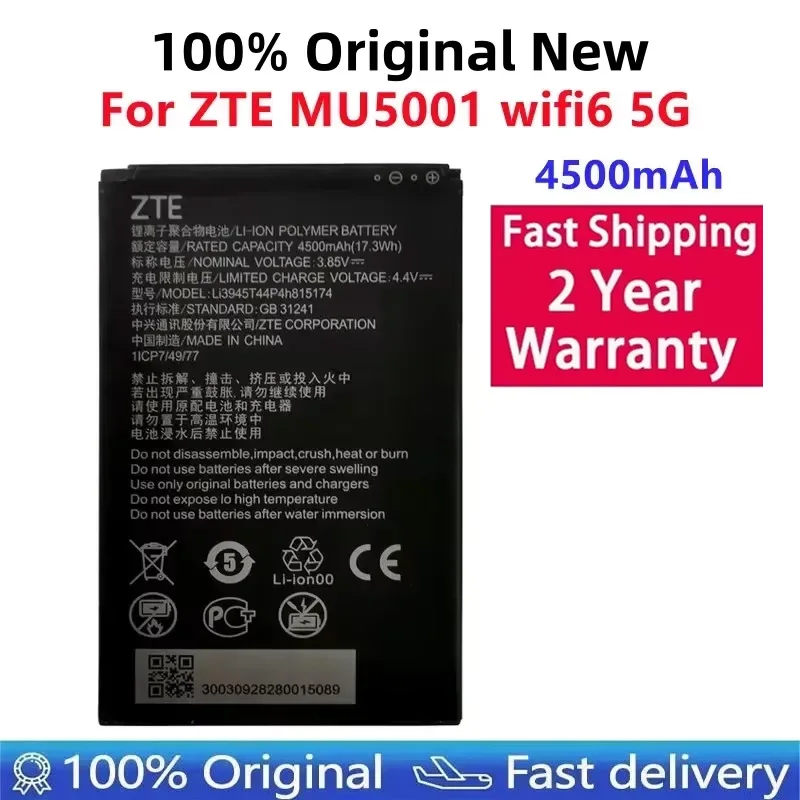 

100% Original New 4500mAh Li3945T44P4h815174 Battery For ZTE MU5001 Wifi6 5G Portable Wifi Wireless Router Batteries