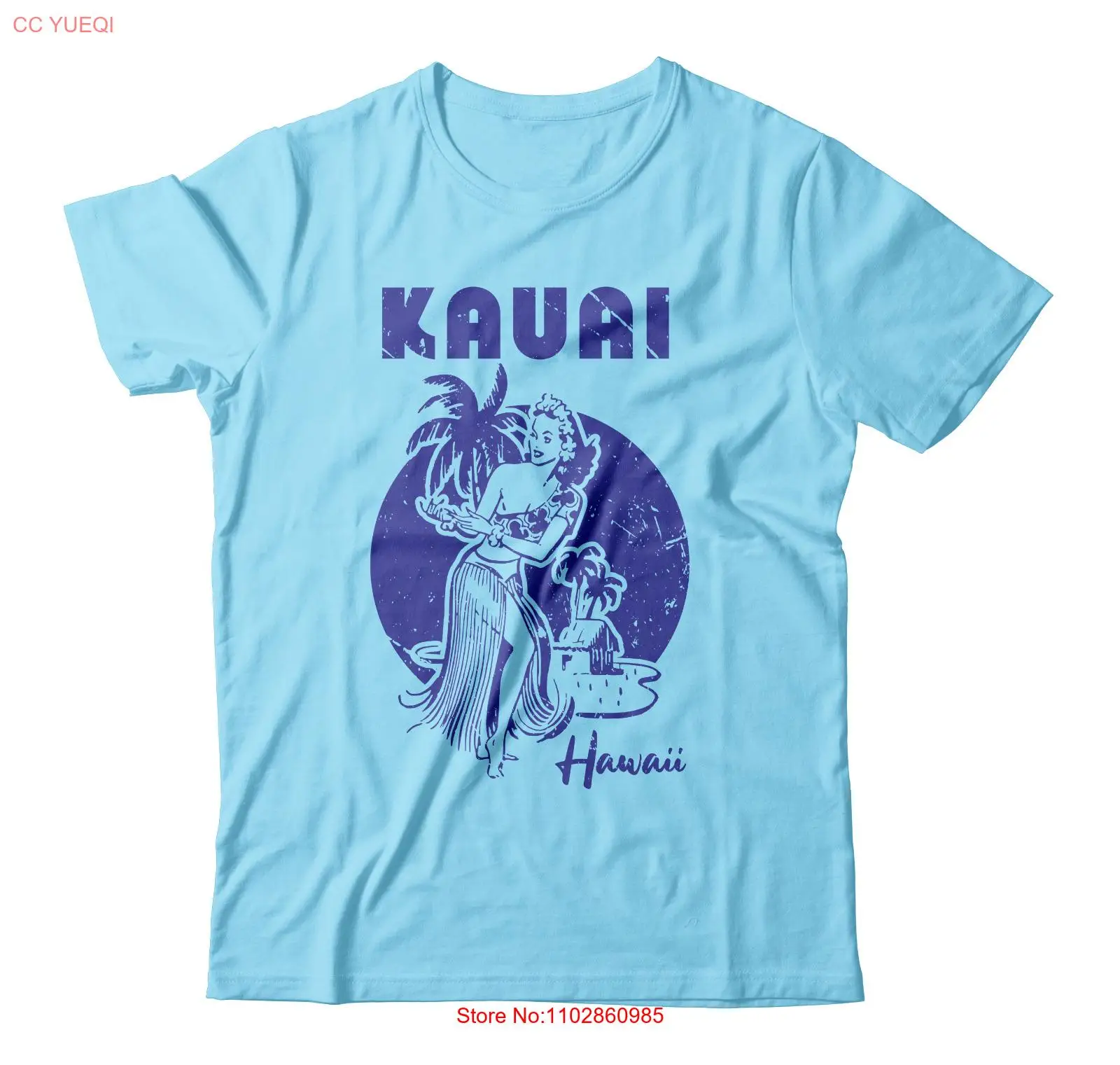 Футболка Kauai Hawaii Vintage Retro Hula Girl Aloha State Vacation Luau, новинка