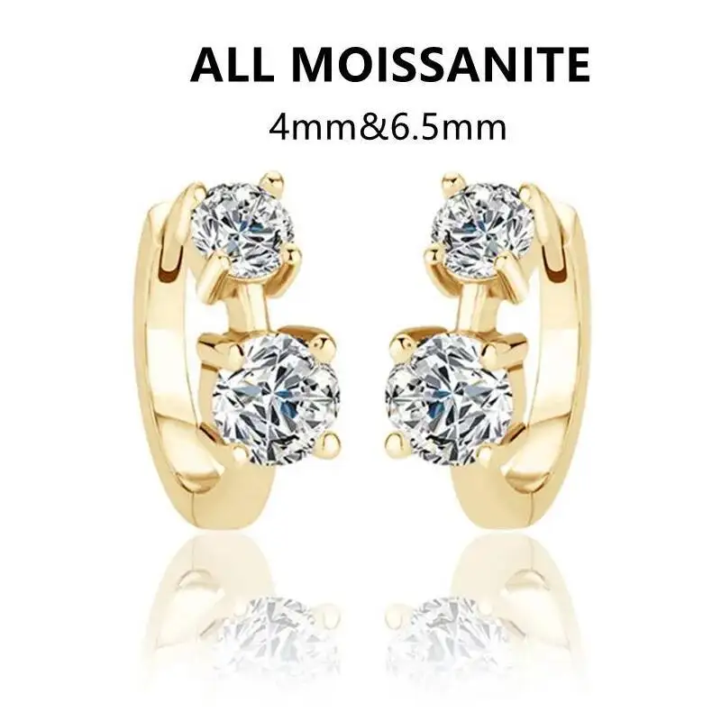 JoiasHome Moissanit-Creolen mit Zertifikat, 4 mm und 6,5 mm, D-Farbe, 925er Sterlingsilber, modische Damen-Ohrringe – Detail 14