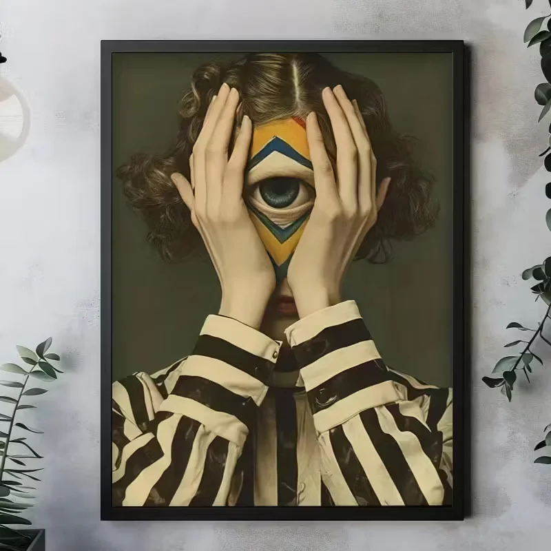 1pc Frameless Canvas Wall Art Print - Surreal Fantasy Eye Design, High-Quality Canvas, 12x16 Inches, Modern Contemporary Decor F