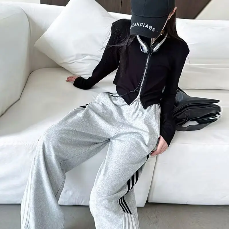 

Girls Trousers Sets Children 2024 New Spring and Summer Fashion Gray Pants Suits Simple Casual Bottoms European Fashion Clothes