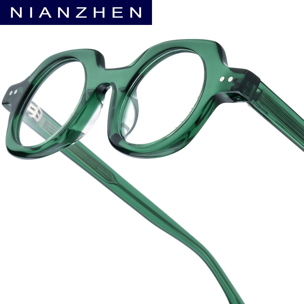 NIANZHEN Acetate Eyeglasses Frame Men New Vintage Polygon Brand Design Glasses Women Retro Eyewear Japanese Spectacles 29007