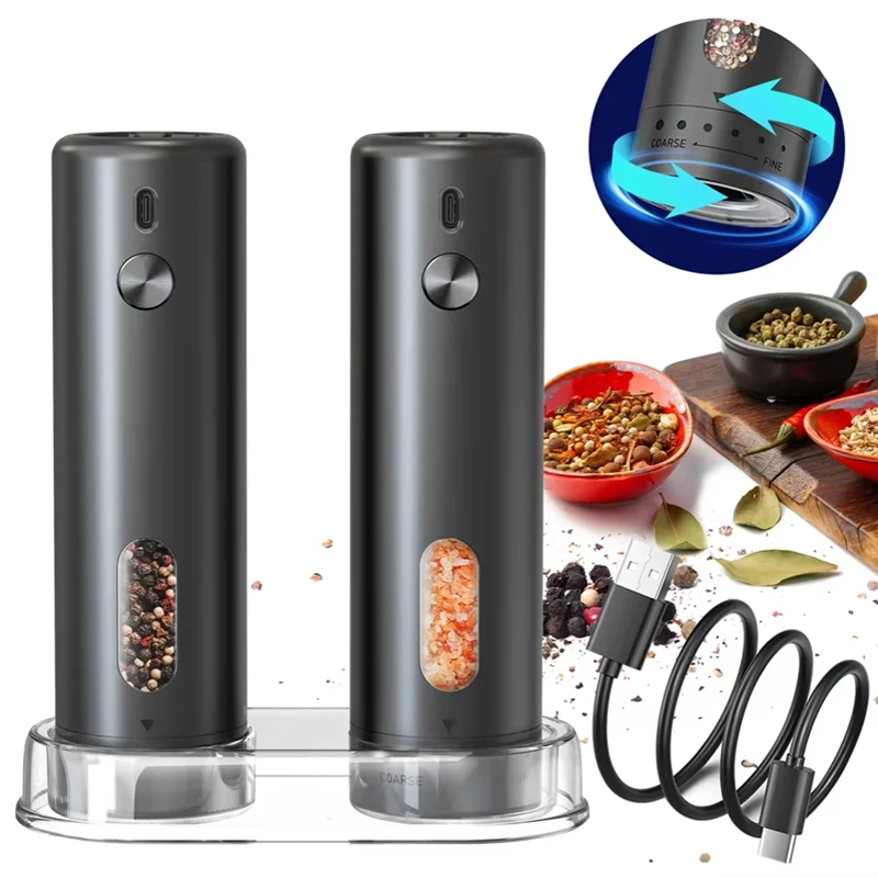-A95Z Upgraded Larger Capacity Electric Salt And Pepper Grinder Set, Rechargeable Salt And Pepper Shaker With LED Light