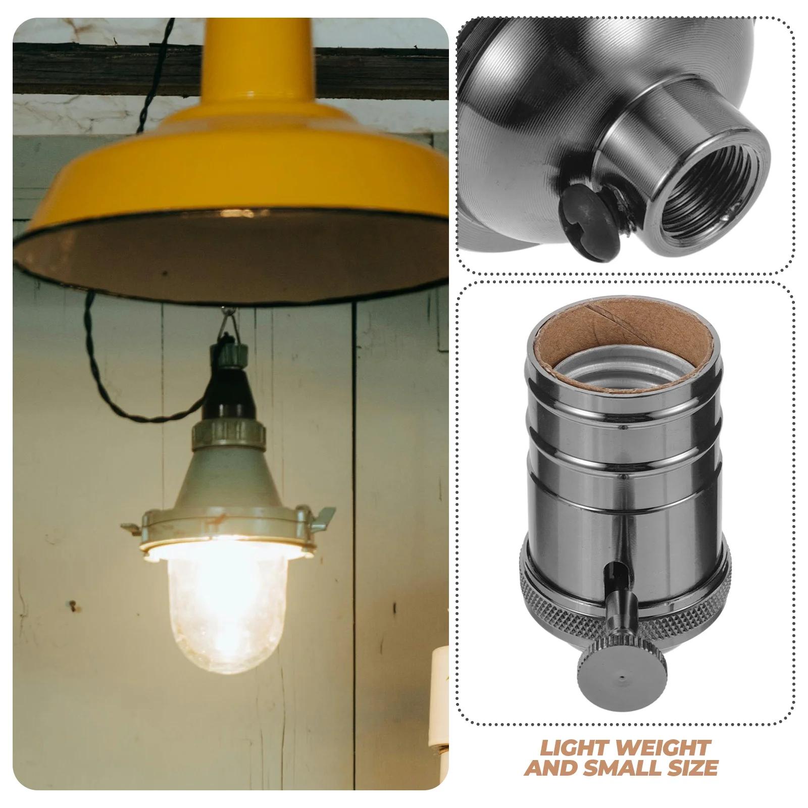 

Vintage Style Lamp Socket Metal E26 Bulb Holder with Turn Knob for Ceiling Light Fixture DIY Lamp Socket Light Fixture