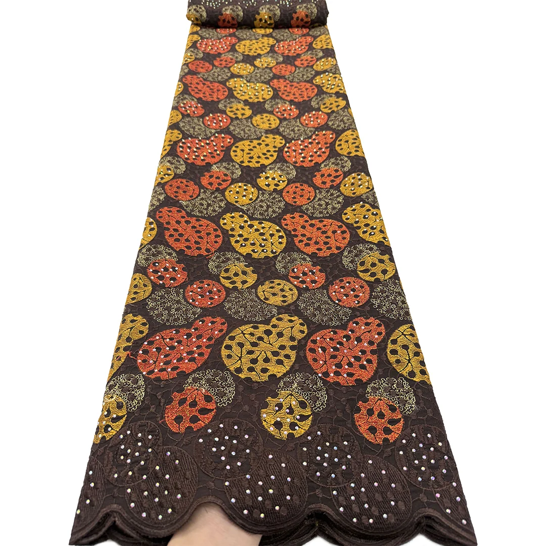 

African Cotton Lace Fabric with Stones 2026 High Quality Nigerian Swiss Voile Lace for Sewing Women Evening Party Dresses