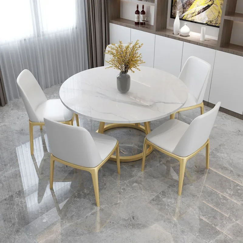 Luxury Floor 4 Chairs Dining Tables Coffee Desk White Living Room Dining Tables Set Mesas De Jantar Library Furniture WW50DT